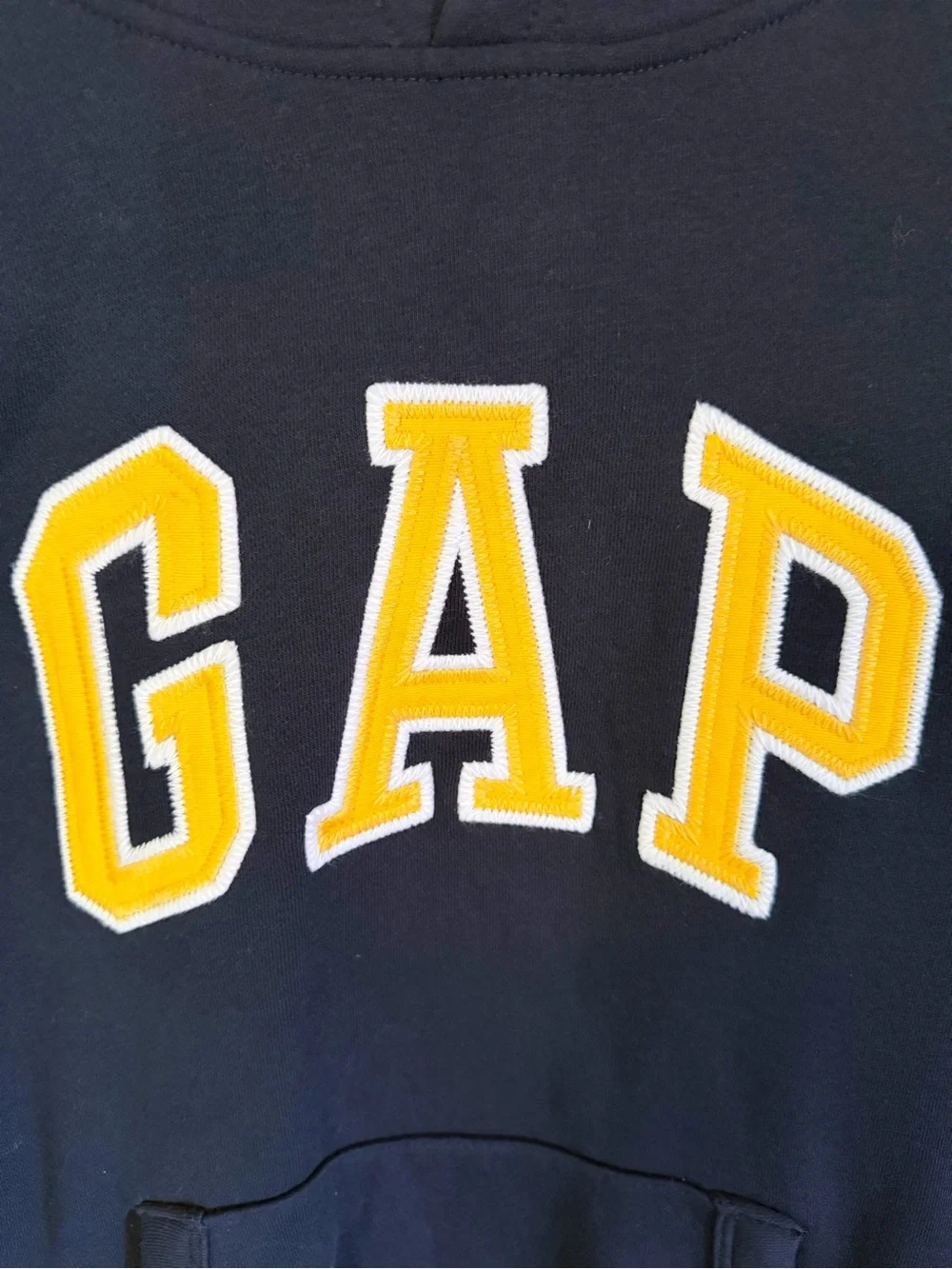 GAP Navy Hoodie with Yellow Lettering Boys L size 10